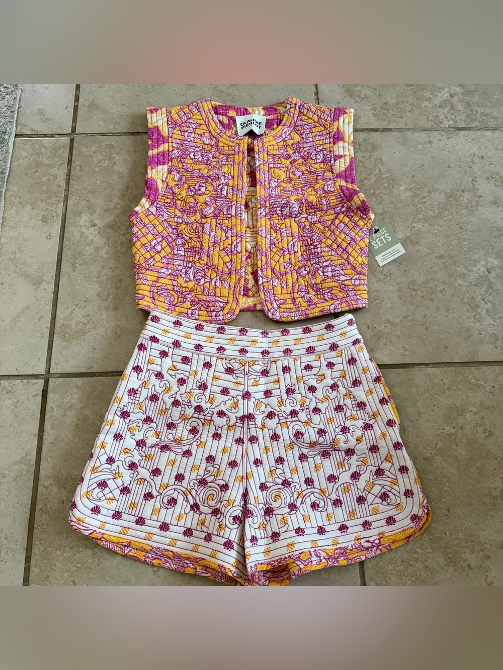 Claudie Pierlot Quilted Printed Cotton Vest Size Small & Short Size 38